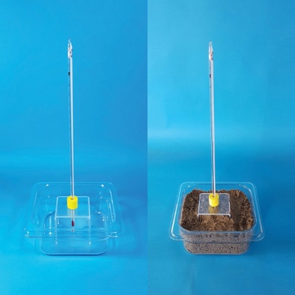 투명한 사각플라스틱 그릇(온도계 꽂이 포함)