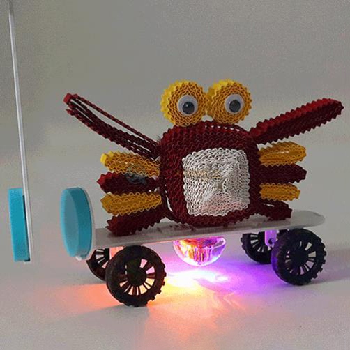 안전자석으로 가는 LED 꽃게 자석자동차(5인set)